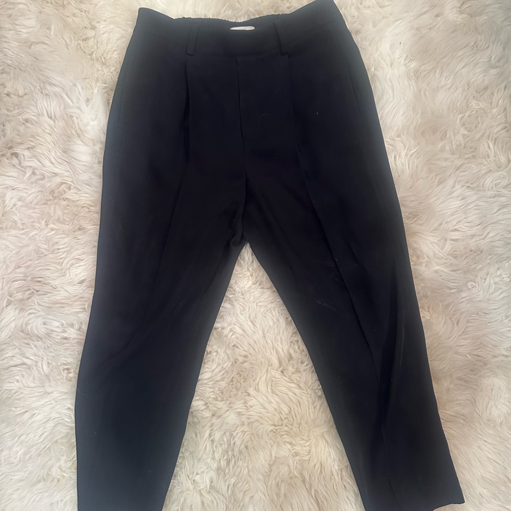 Silk Black Wide-Leg Women's Trousers - Picture 2 of 4